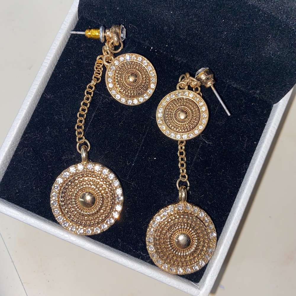 gold & silver dangle earrings